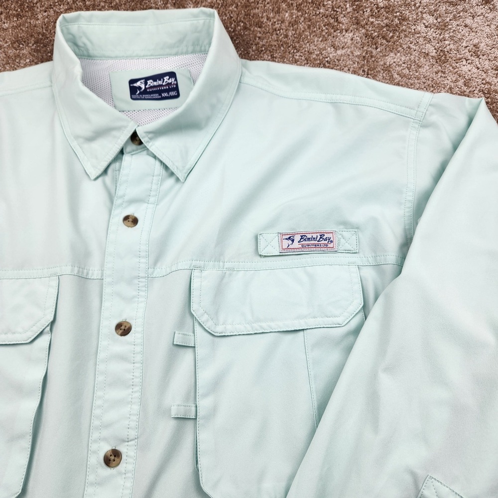 Bimini Bay Outfitters Long Sleeve Fishing Shirt XXL Light Mint Green Vented Mesh